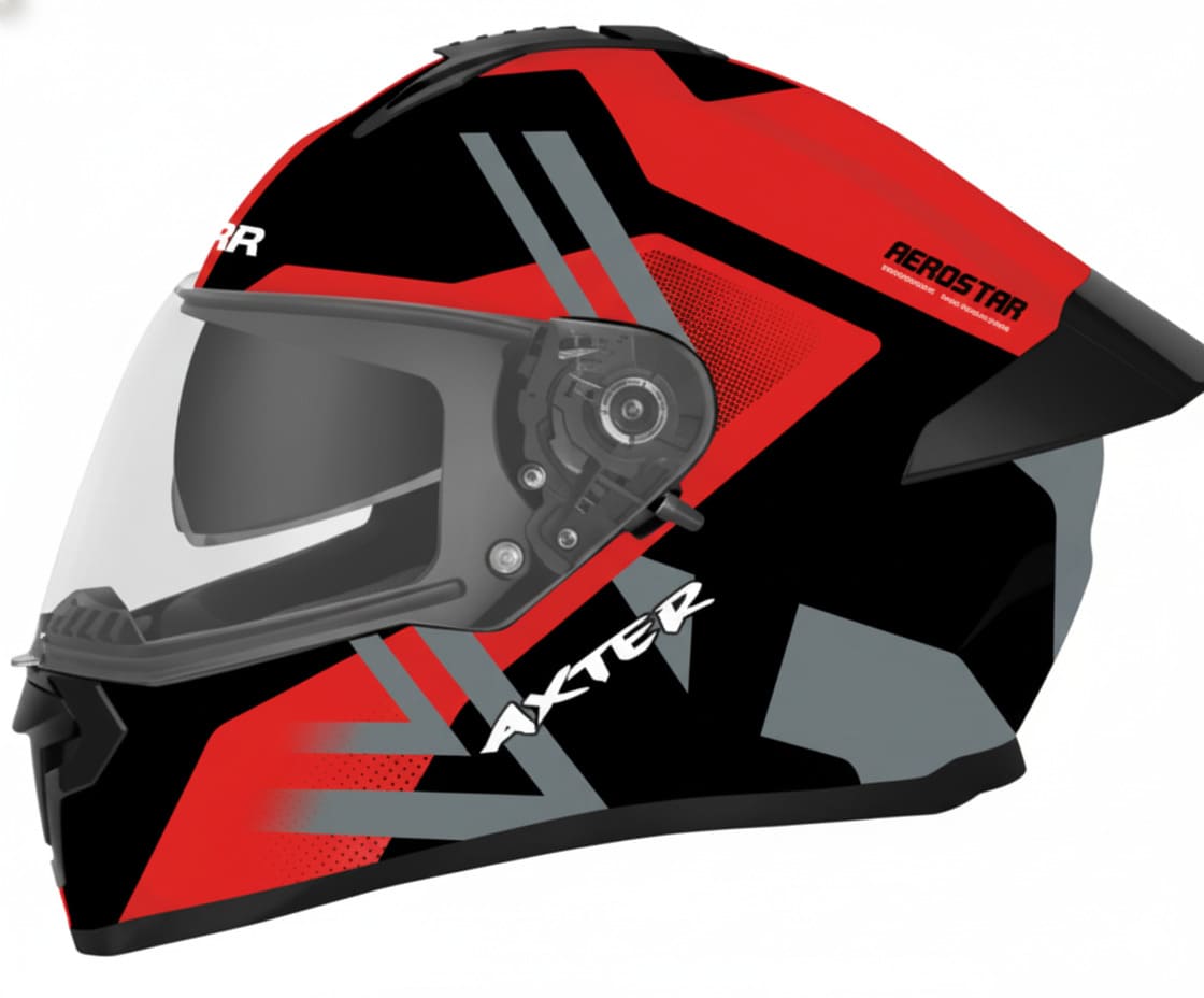 AXTER FULL FACE WITH SPOLIER D13 DECORE WITH SMOKY DUAL VISOR BLACK